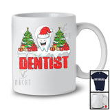 Dentist; Awesome Christmas Moon Tree Santa Tooth Teeth; Proud X-mas Careers Jobs T-Shirt