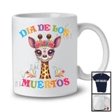 Dia De Los Muertos; Adorable Flowers Sugar Skull Giraffe Animal Lover; Mexican Family Group T-Shirt