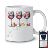 Dia De Los Muertos; Sarcastic Three Glasses Of Wine Sugar Skull Mexican; Drunker Drinking T-Shirt