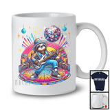 Disco Sloth Playing Guitar; Cheerful Guitarist Sloth Music Lover; Matching Wild Animal T-Shirt