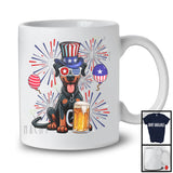 Doberman Drinking Beer, Cheerful 4th Of July Drunker Fireworks, American Flag Patriotic Group T-Shirt