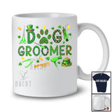 Dog Groomer; Awesome St. Patrick's Day Green Plaid Shamrocks Paw Dog Groomer; Proud Jobs T-Shirt