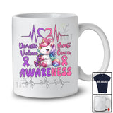 Domestic Violence And Breast Cancer Awareness; Adorable Unicorn Ribbon; Warrior Group T-Shirt