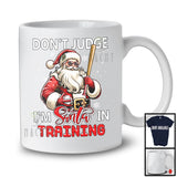 Don't Judge I'm Santa In Training; Sarcastic Christmas Baseball Santa; Snowing X-mas Family T-Shirt