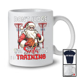 Don't Judge I'm Santa In Training; Sarcastic Christmas Basketball Santa; Snowing X-mas Family T-Shirt