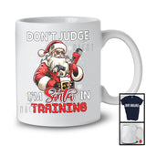 Don't Judge I'm Santa In Training; Sarcastic Christmas Plumber Santa; Snowing X-mas Family T-Shirt