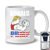 Donald Pump Make America Strong Again; Humorous Election 2024 USA Flag; Weightlifting T-Shirt