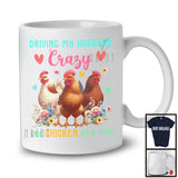 Driving My Husband Crazy One Chicken; Humorous Three Flowers Chicken; Floral Farm Farmer T-Shirt