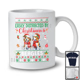 Easily Distracted By Christmas And Beagles; Lovely Two Santa Beagles Lover; Family T-Shirt