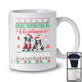 Easily Distracted By Christmas And Border Collies; Lovely Two Santa Border Collies Lover; Family T-Shirt