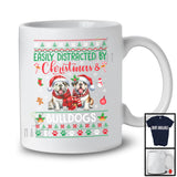 Easily Distracted By Christmas And Bulldogs; Lovely Two Santa Bulldogs Lover; Family T-Shirt