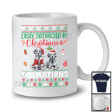 Easily Distracted By Christmas And Dalmatians; Lovely Two Santa Dalmatians Lover; Family T-Shirt