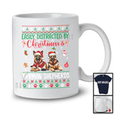 Easily Distracted By Christmas And German Shepherds; Lovely Two Santa German Shepherds; Family T-Shirt