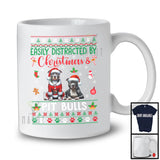 Easily Distracted By Christmas And Pit Bulls; Lovely Two Santa Pit Bulls Lover; Family T-Shirt