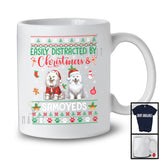 Easily Distracted By Christmas And Samoyeds; Lovely Two Santa Samoyeds Lover; Family T-Shirt