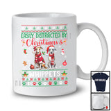 Easily Distracted By Christmas And Whippets; Lovely Two Santa Whippets Lover; Family T-Shirt