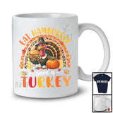 Eat Hamburger Save A Turkey; Humorous Thanksgiving Turkey With Hamburger; Leopard Rainbow T-Shirt