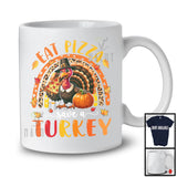 Eat Pizza Save A Turkey; Humorous Thanksgiving Turkey With Pizza; Leopard Rainbow T-Shirt