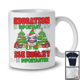 Education Is Important Ice Hockey Is Importanter; Joyful Christmas Tree Snow; Sport Team Player T-Shirt