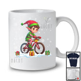 Elf Riding Bicycle, Adorable Christmas Snowing ELF Lover, Matching X-mas Rider Team T-Shirt
