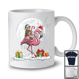 Elf Riding Flamingo Santa; Joyful Christmas Moon Elf Flamingo; Matching X-mas Animal Lover T-Shirt