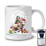 Elf Riding Sheep Santa; Joyful Christmas Moon Elf Sheep Lover; Farm Animal X-mas Farmer T-Shirt