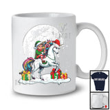 Elf Riding Unicorn Santa; Joyful Christmas Moon Elf Unicorn; Matching X-mas Animal Lover T-Shirt