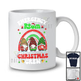 Emergency Room Christmas Crew; Adorable X-mas Three Plaid Gnomes Rainbow; Nurse Group T-Shirt