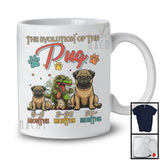Evolution Of The Pug, Humorous T-Rex Dinosaur Lover Vintage, Matching Family Group T-Shirt