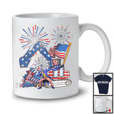 Excavator Construction Driver, Proud 4th Of July USA Flag Man Dabbing, Firecrackers Patriotic T-Shirt