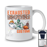 Exhausted Brother Is My Costume; Humorous Halloween Costume Skull Zombie; Men Family Group T-Shirt