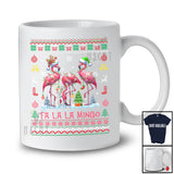 Fa 3La Mingo; Fantastic Christmas Sweater Three Santa Elf Reindeer Flamingo; Snowing Family T-Shirt