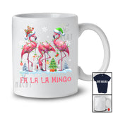 Fa 3La Mingo; Fantastic Christmas Three Santa Elf Reindeer Flamingo; Snowing X-mas Family T-Shirt