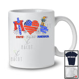 Faith Family America, Amazing 4th Of July American Flag Heart Shape, Family Patriotic Group T-Shirt