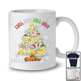 Faith Hope Fight Love; Fantastic Christmas Lights Tree Childhood Cancer Ribbon; Family Group T-Shirt