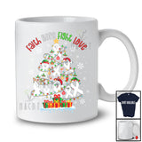 Faith Hope Fight Love; Fantastic Christmas Lights Tree Lung Cancer Ribbon; Family Group T-Shirt