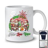 Faith Love Hope; Adorable Christmas Three Santa Jesus Rainbow; Snowing Family Group T-Shirt