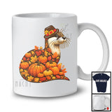 Fall Autumn Leaves Pumpkin Otter Shape; Amazing Thanksgiving Sea Animal; Family Group T-Shirt