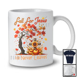 Fall For Jesus He Never Leaves, Amazing Thanksgiving Fall Tree Cross, Sunflower Pumpkins T-Shirt