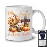 Fall For Jesus He Never Leaves; Wonderful Thanksgiving Gnome Plaid Cross; Sunflowers Pumpkin T-Shirt