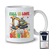 Fall In Love With Driving; Wonderful Thanksgiving Pumpkin On Excavator Driver; Family Group T-Shirt