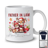 Father in law Claus; Lovely Christmas Red Plaid Reindeer Lover; X-mas Snowing Family Group T-Shirt