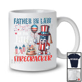 Father in law Of The Little Firecracker, Adorable 4th Of July Birthday Firework, US Flag Family Patriotic T-Shirt