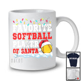 Favorite Softball Player Of Santa; Proud Christmas Santa Sport Playing Team; X-mas Snowing T-Shirt