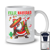 Feliz Navidad; Amazing Christmas Dabbing Santa Sombrero Snowing; Mexican Family Group T-Shirt