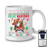 Feliz Navidad; Amazing Christmas Sweater Dabbing Santa Sombrero Snowing; Mexican Family T-Shirt