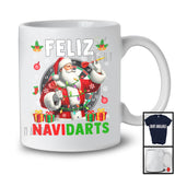 Feliz Navidarts; Humorous Christmas Lights Santa Playing Darts Player; Spanish Family T-Shirt