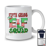 Fifth Grade Elf Squad; Awesome Christmas Lights Plaid Elf Lover; Students Teacher Group T-Shirt