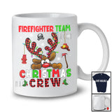 Firefighter Team Christmas Crew; Fantastic X-mas Red Plaid Reindeer Face; Proud Careers Jobs T-Shirt