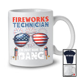 Fireworks Technician Just Here To Bang, Joyful 4th Of July American Flag Sunglasses, Patriotic T-Shirt